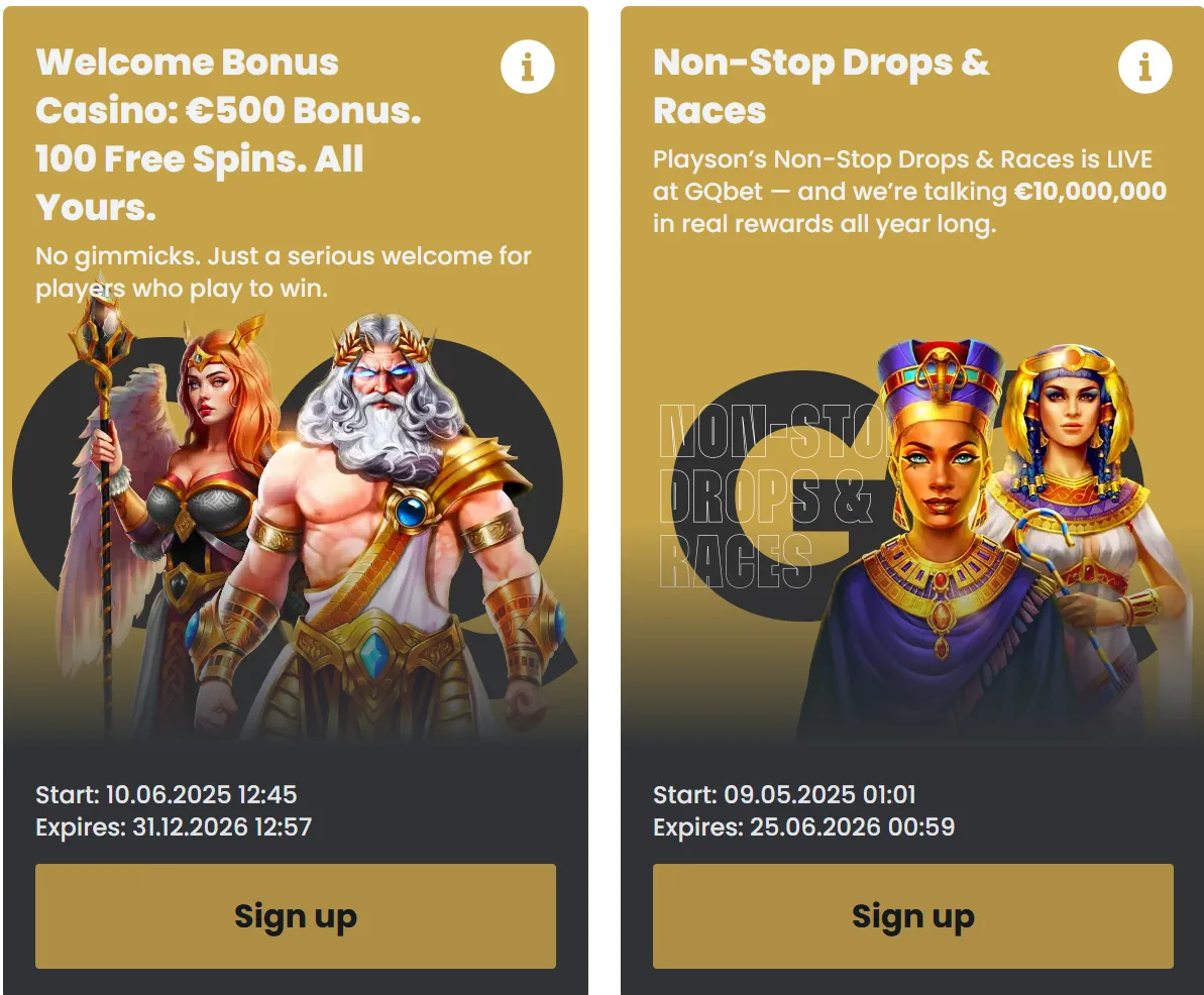 gqbet casino welcome bonus